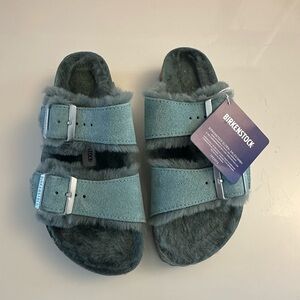 Birkenstock Teal Fuzzy Sandals - Brand new